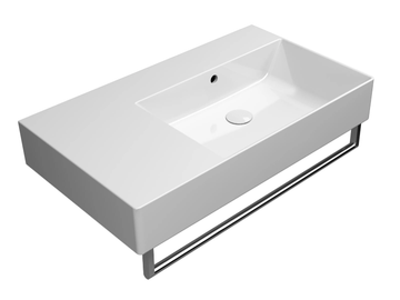 KUBE X 80X47 - Rectangular single ceramic washbasin with towel rail by GSI ceramica - view 2